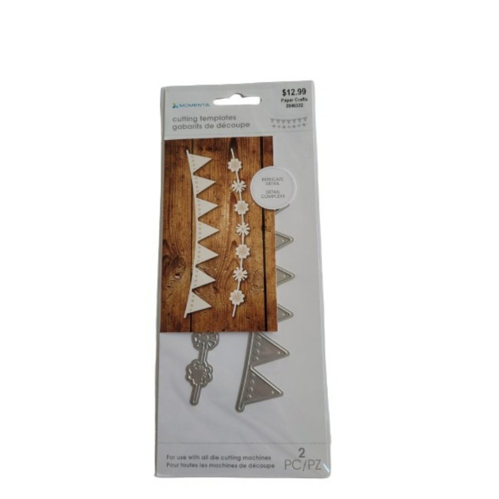 Momenta Cutting Templates BANNERS Pennants & Flowers 2 Pieces NIP